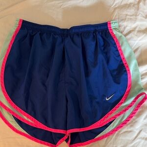 Nike Women's Athletic Shorts in Blue with Pink Trim